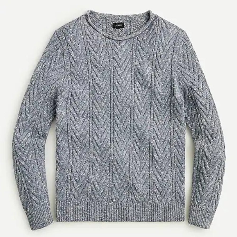 J. Crew Men's XS heather cotton blend cable knit sweater